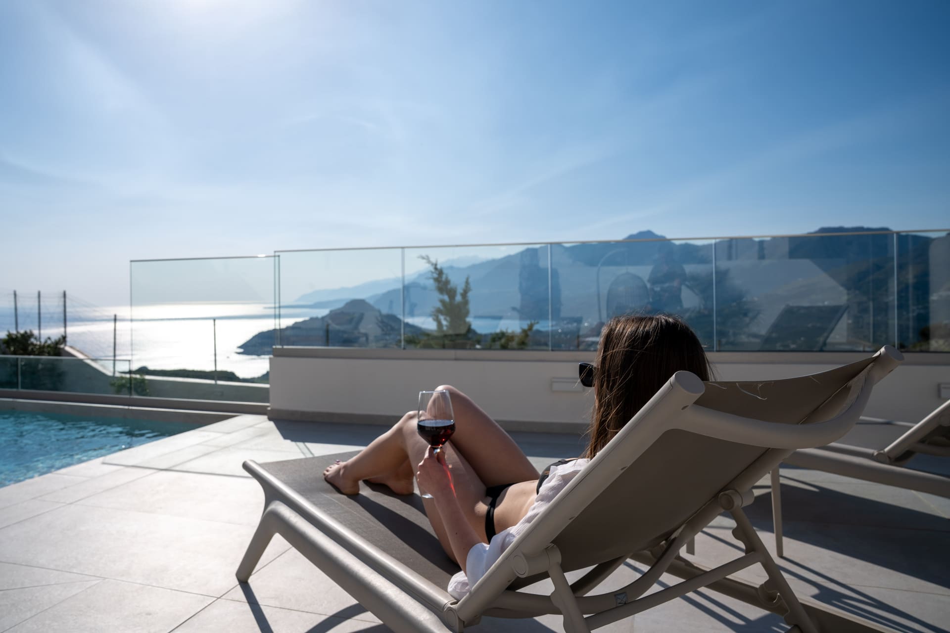 Model shot at Secret Oasis villa, Plakias South Crete — sunset moment