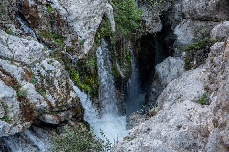 Kourtaliotiko Gorge waterfall near Plakias, South Crete